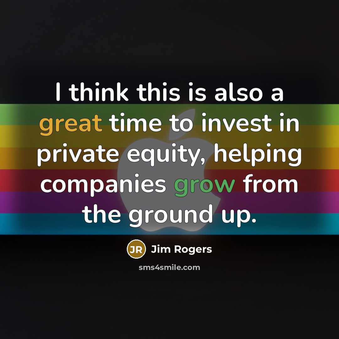 “I think this is also a great time to invest in private equity, helping companies grow from the ground up.” quote by Jim Rogers