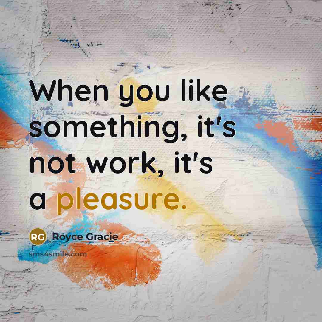 “When you like something, it's not work, it's a pleasure.” quote by Royce Gracie