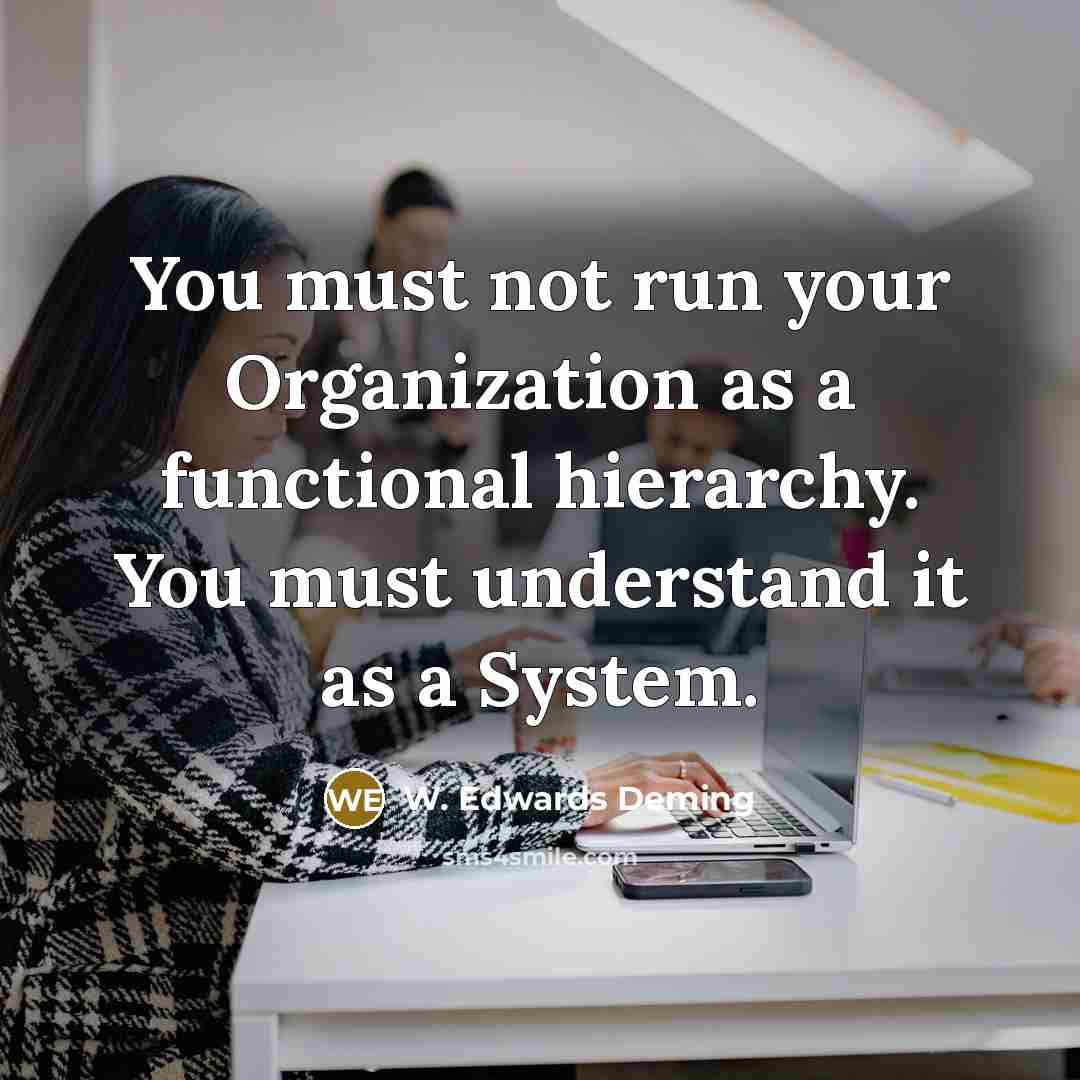 “You must not run your Organization as a functional hierarchy. You must understand it as a System.” quote by W. Edwards Deming