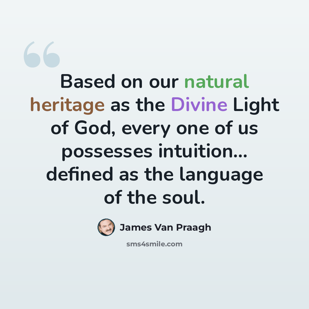 “Based on our natural heritage as the Divine Light of God, every one of us possesses intuition... defined as the language of the soul.” quote by James Van Praagh