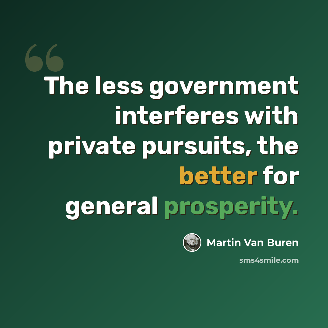 “The less government interferes with private pursuits, the better for general prosperity.” quote by Martin Van Buren