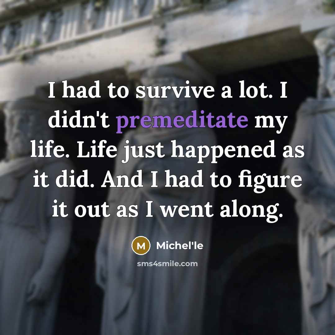 “I had to survive a lot. I didn't premeditate my life. Life just happened as it did. And I had to figure it out as I went along.” quote by Michel'le