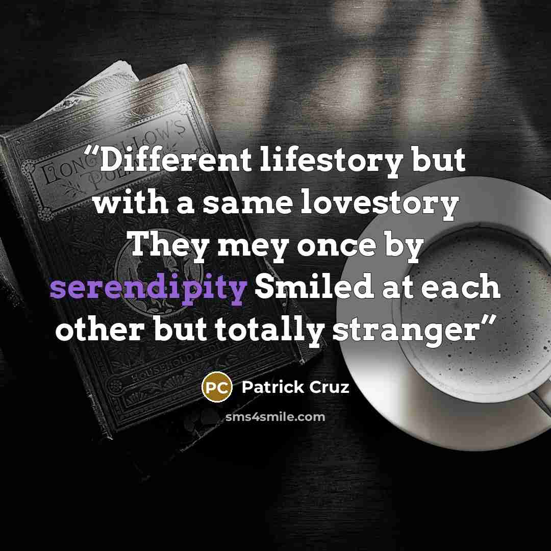 “Different lifestory but with a same lovestory They mey once by serendipity Smiled at each other but totally stranger” quote by Patrick Cruz