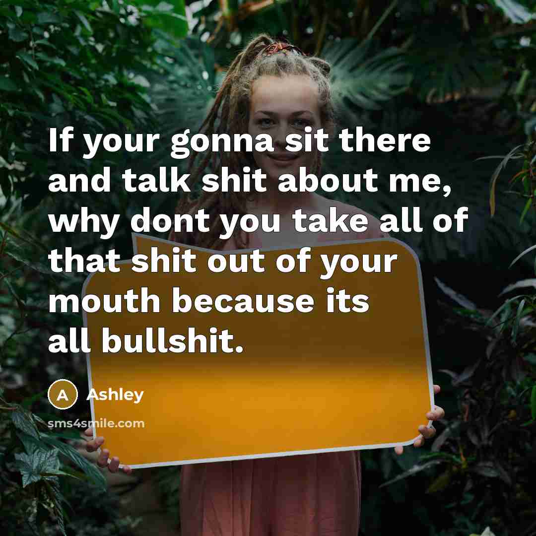 “If your gonna sit there and talk shit about me, why dont you take all of that shit out of your mouth because its all bullshit.” quote by Ashley