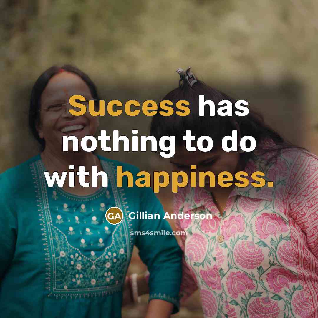“Success has nothing to do with happiness.” quote by Gillian Anderson