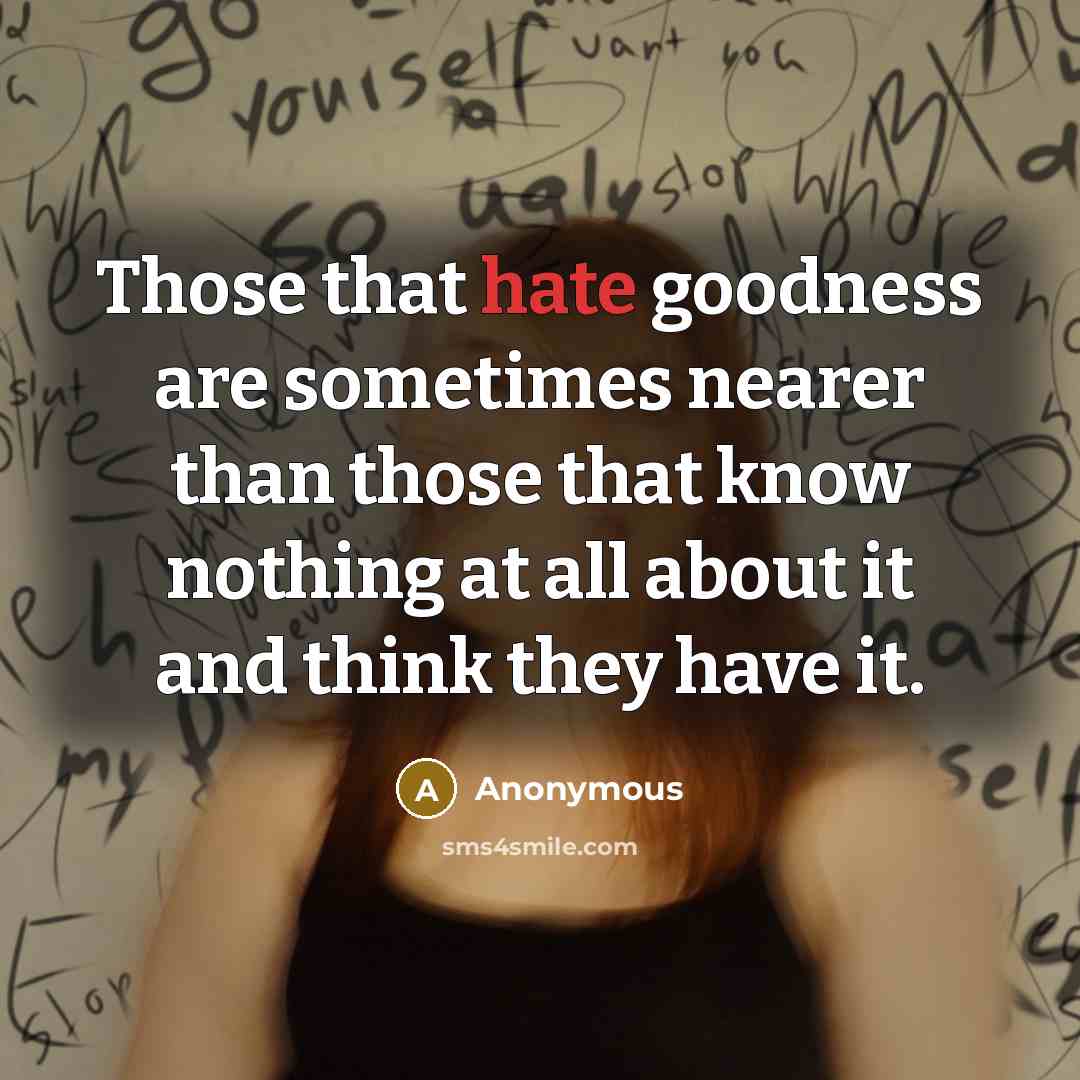 “Those that hate goodness are sometimes nearer than those that know nothing at all about it and think they have it.” quote by Anonymous
