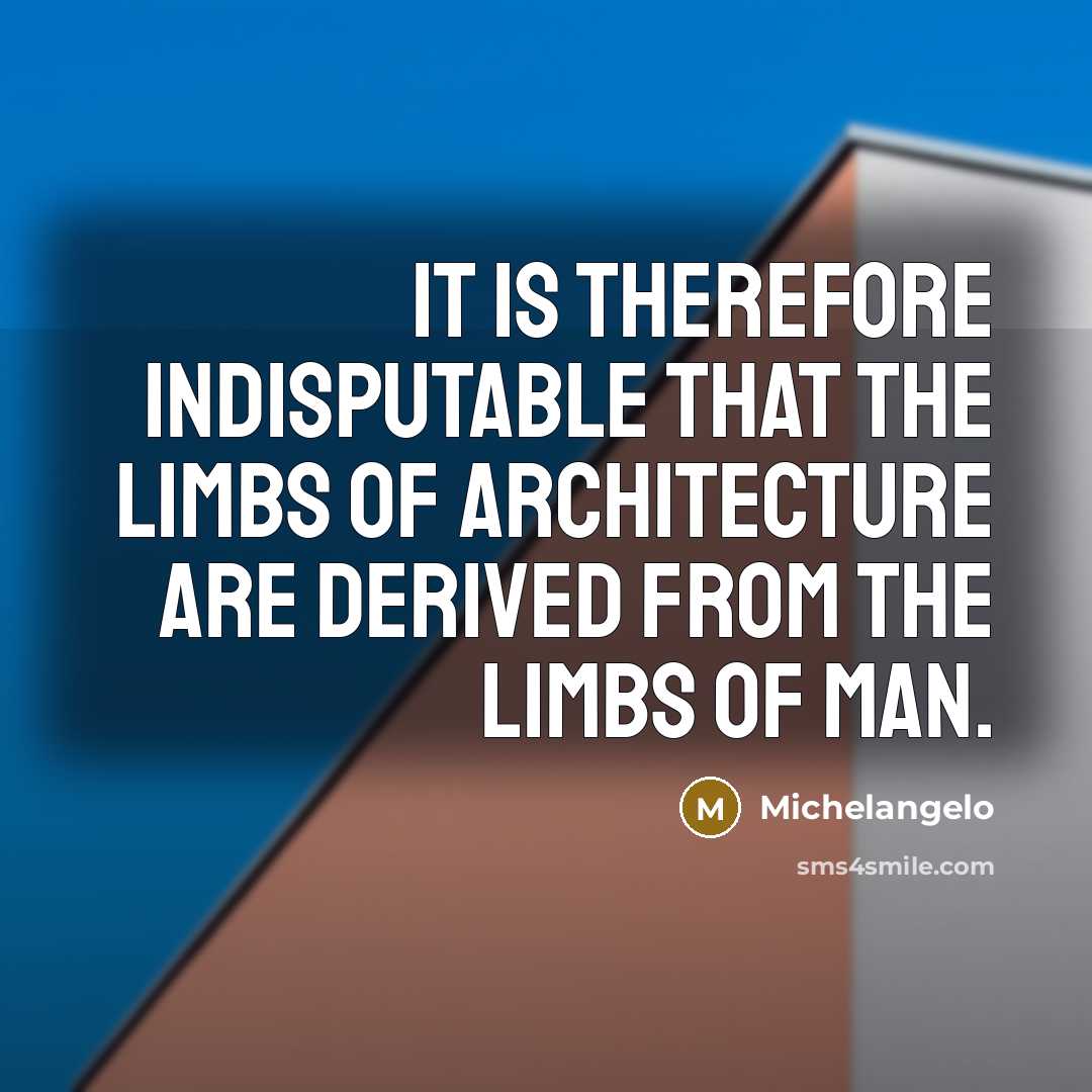 “It is therefore indisputable that the limbs of architecture are derived from the limbs of man.” quote by Michelangelo