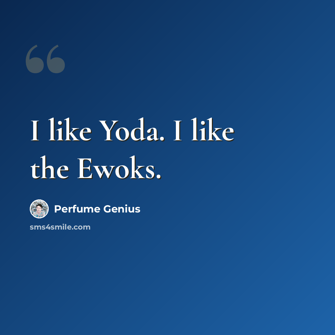 “I like Yoda. I like the Ewoks.” quote by Perfume Genius