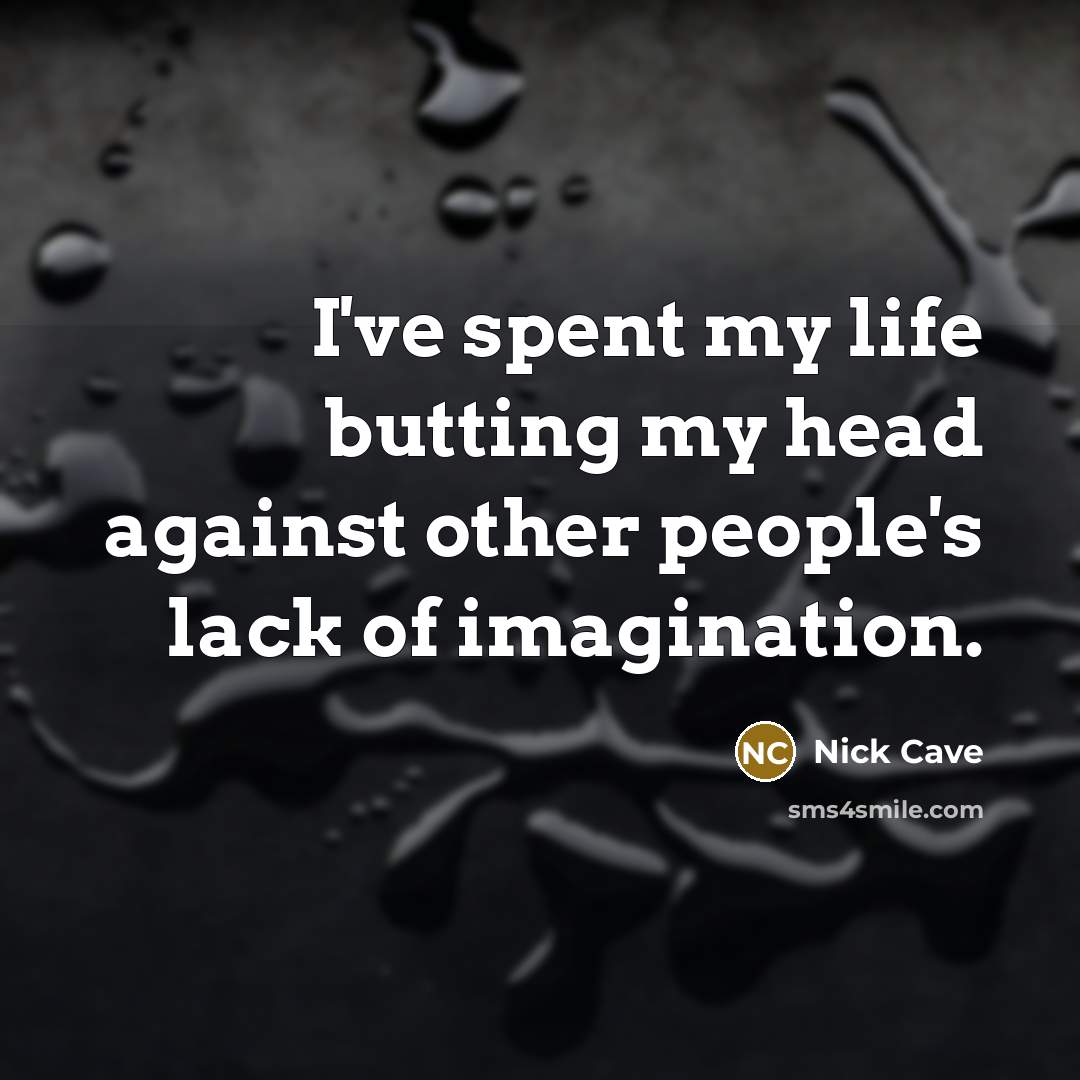 “I've spent my life butting my head against other people's lack of imagination.” quote by Nick Cave