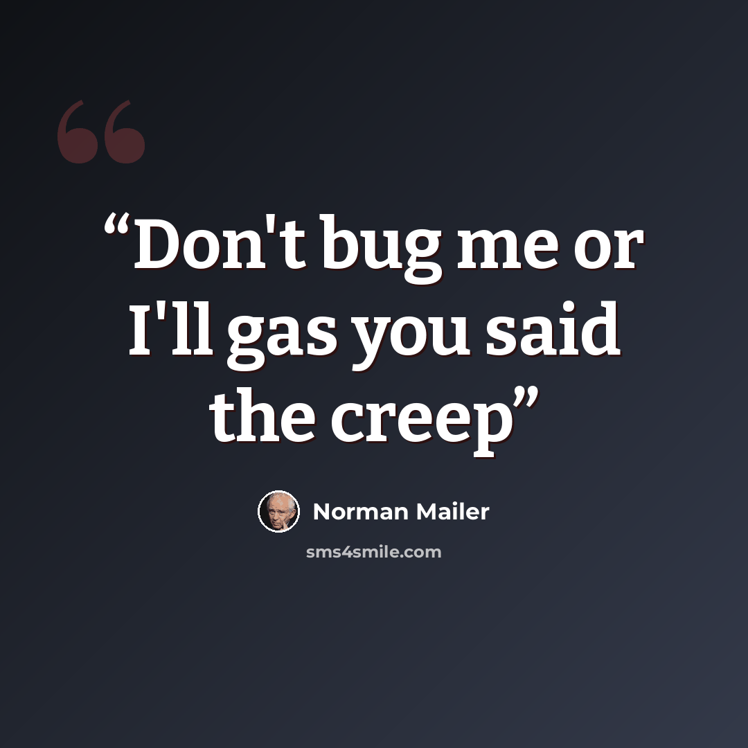 “Don't bug me or I'll gas you said the creep” quote by Norman Mailer