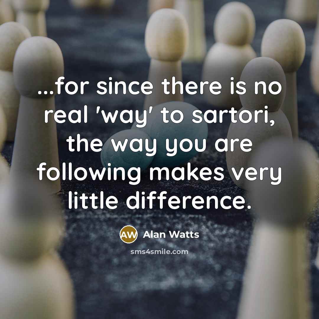 “...for since there is no real 'way' to sartori, the way you are following makes very little difference.” quote by Alan Watts