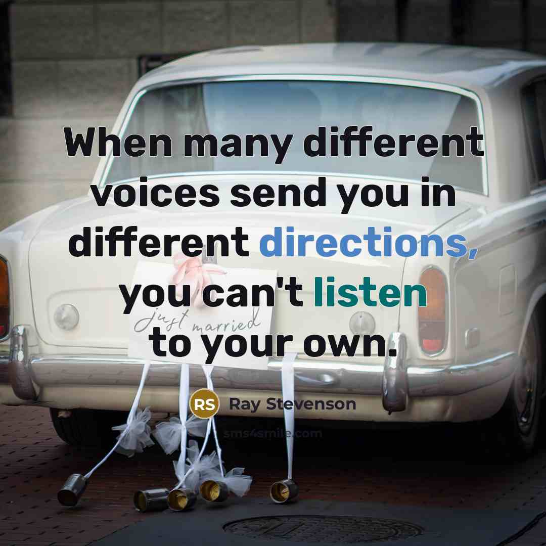 “When many different voices send you in different directions, you can't listen to your own.” quote by Ray Stevenson