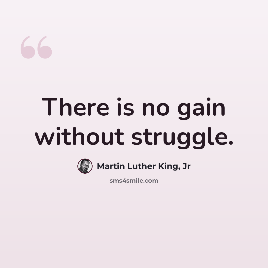 “There is no gain without struggle.” quote by Martin Luther King, Jr