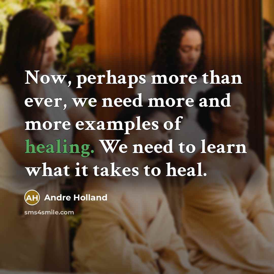 “Now, perhaps more than ever, we need more and more examples of healing. We need to learn what it takes to heal.” quote by Andre Holland