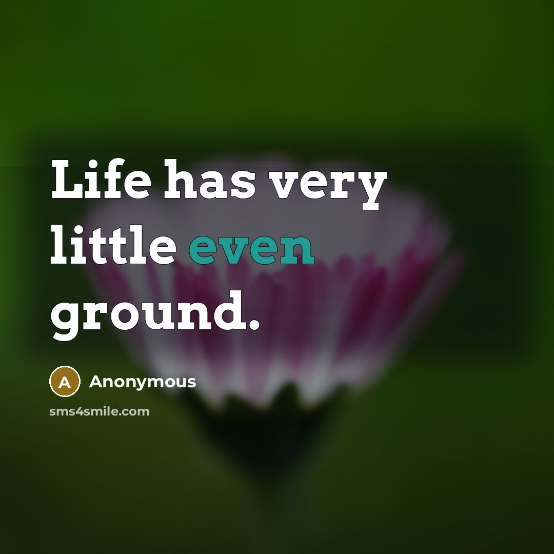 “Life has very little even ground.” quote by Anonymous