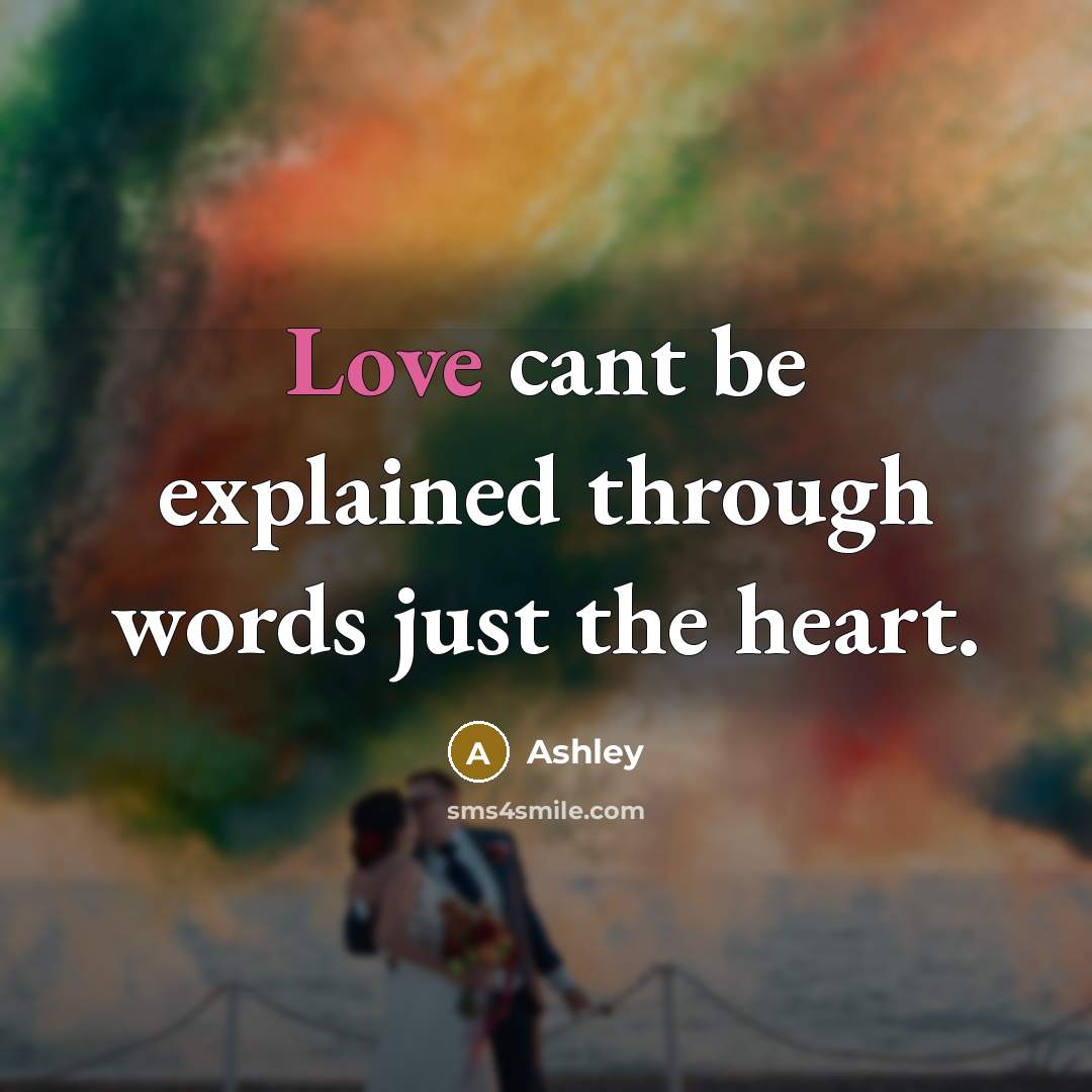 “Love cant be explained through words just the heart.” quote by Ashley