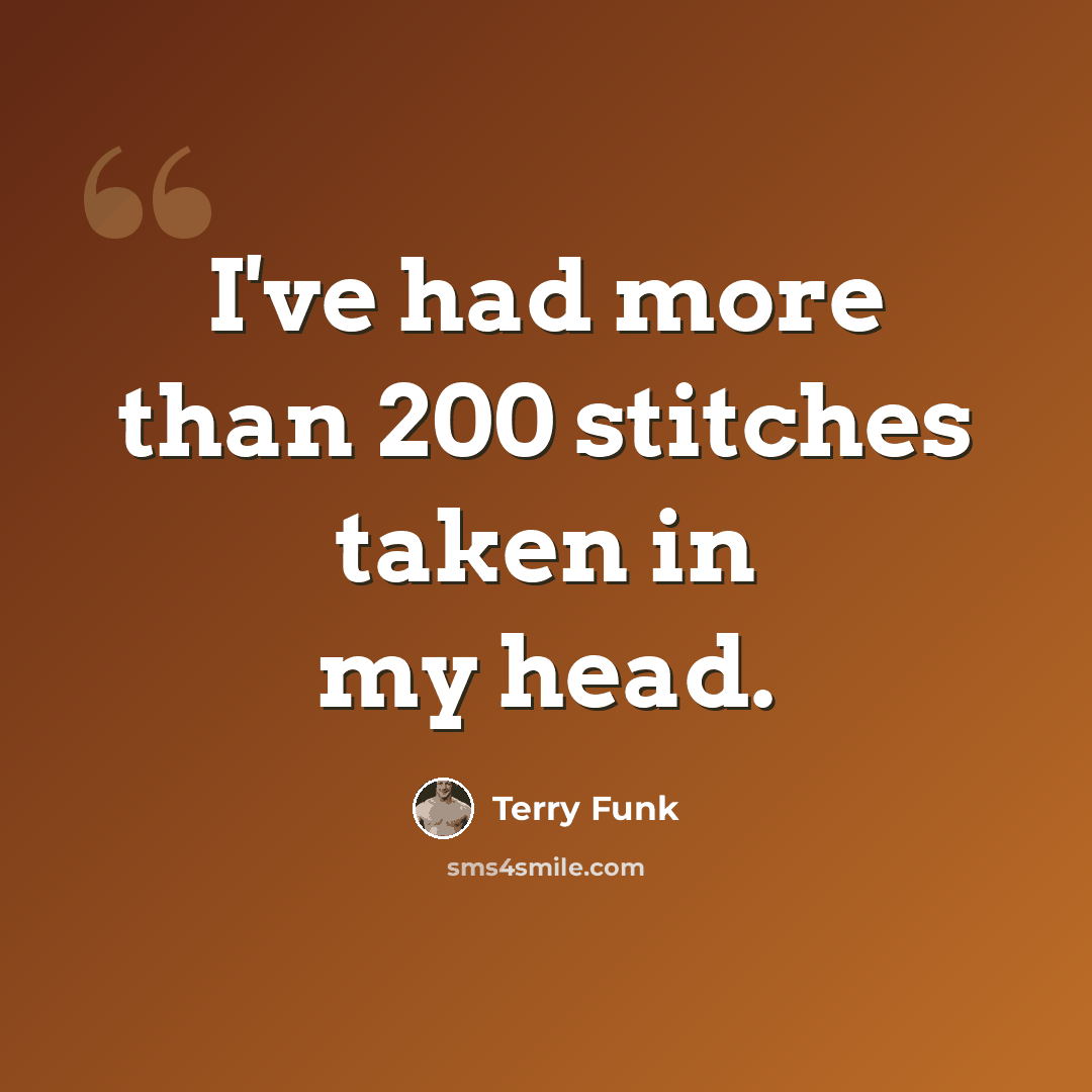 “I've had more than 200 stitches taken in my head.” quote by Terry Funk