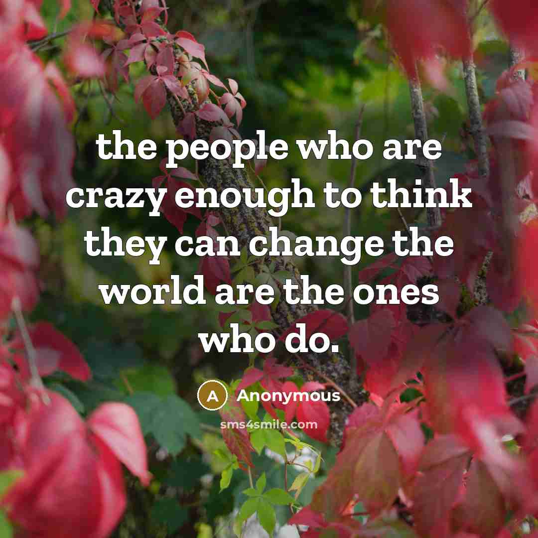 “the people who are crazy enough to think they can change the world are the ones who do.” quote by Anonymous