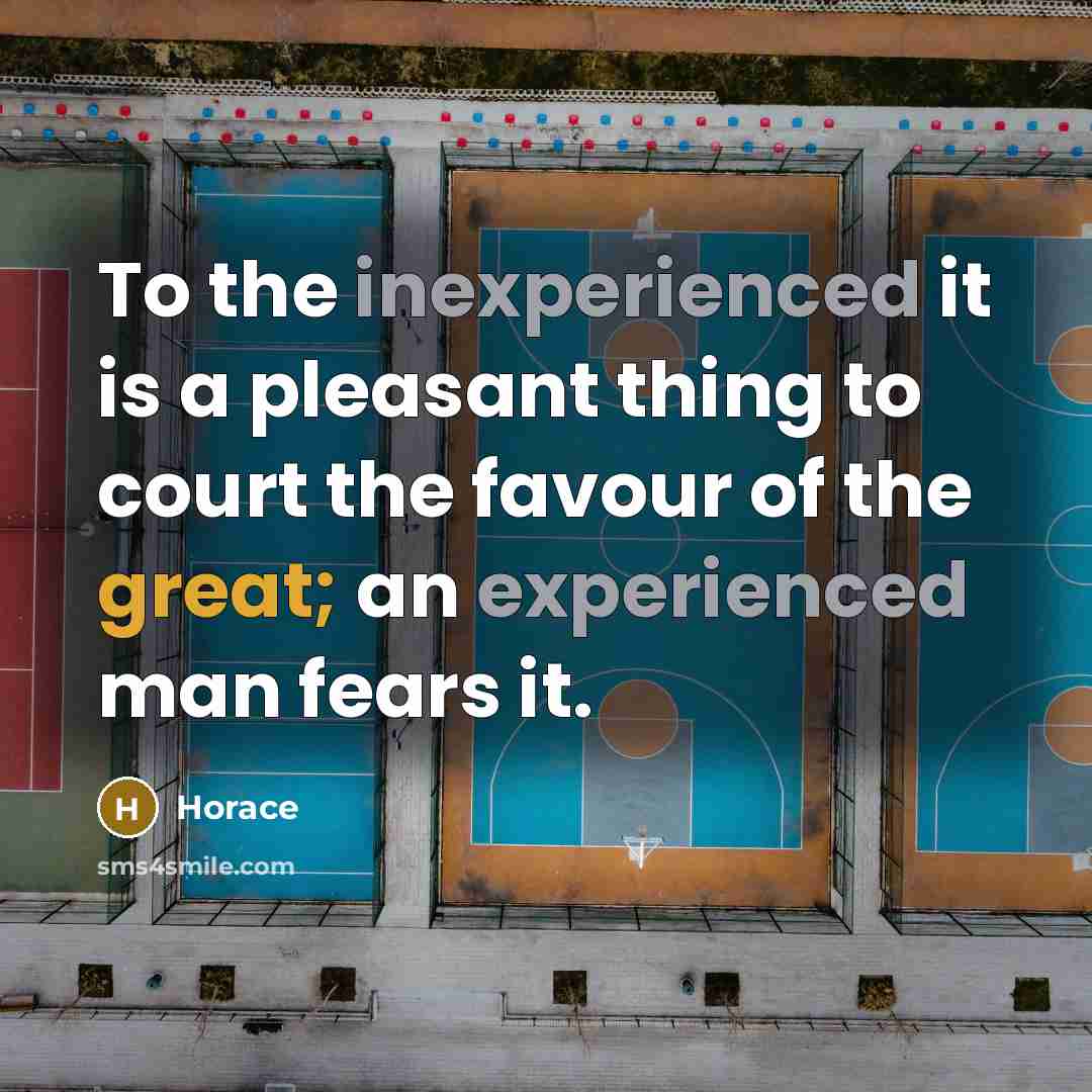 “To the inexperienced it is a pleasant thing to court the favour of the great; an experienced man fears it.” quote by Horace