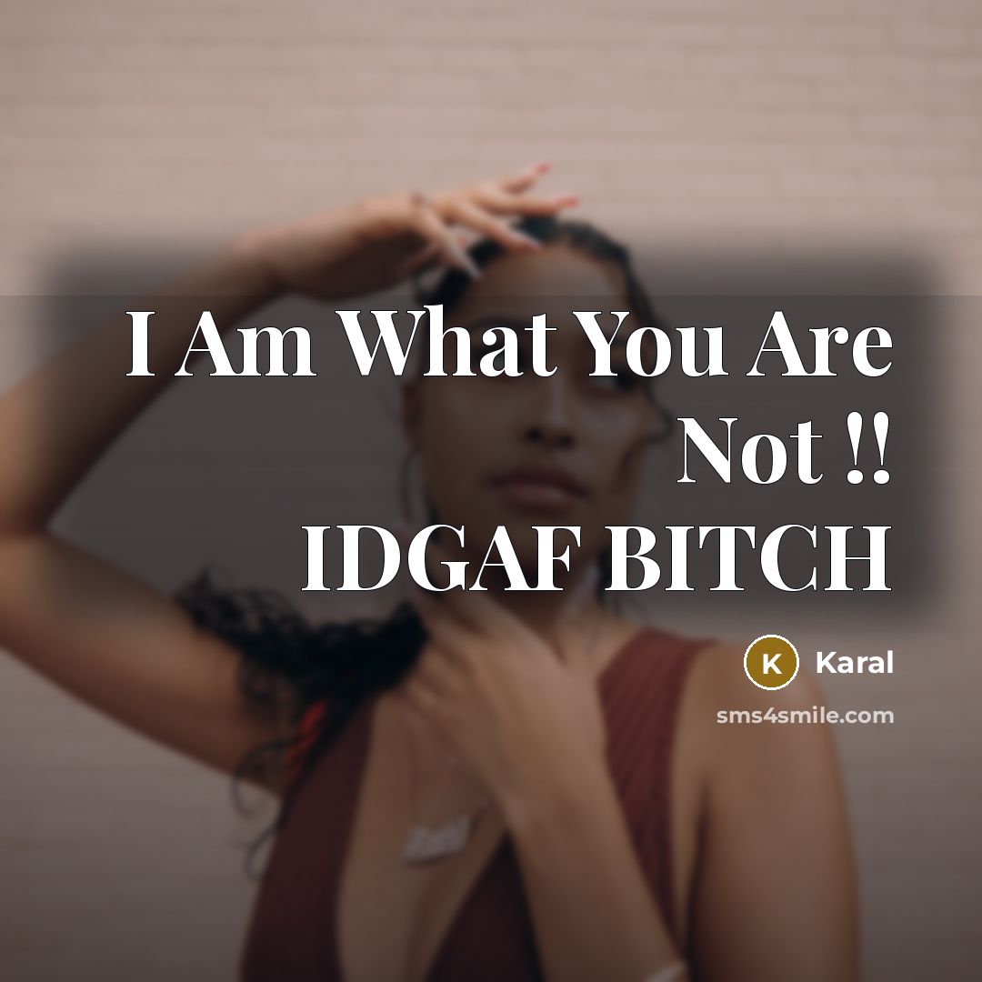 “I Am What You Are Not !! IDGAF BITCH” quote by Karal
