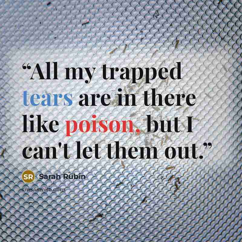 “All my trapped tears are in there like poison, but I can't let them out.” quote by Sarah Rubin