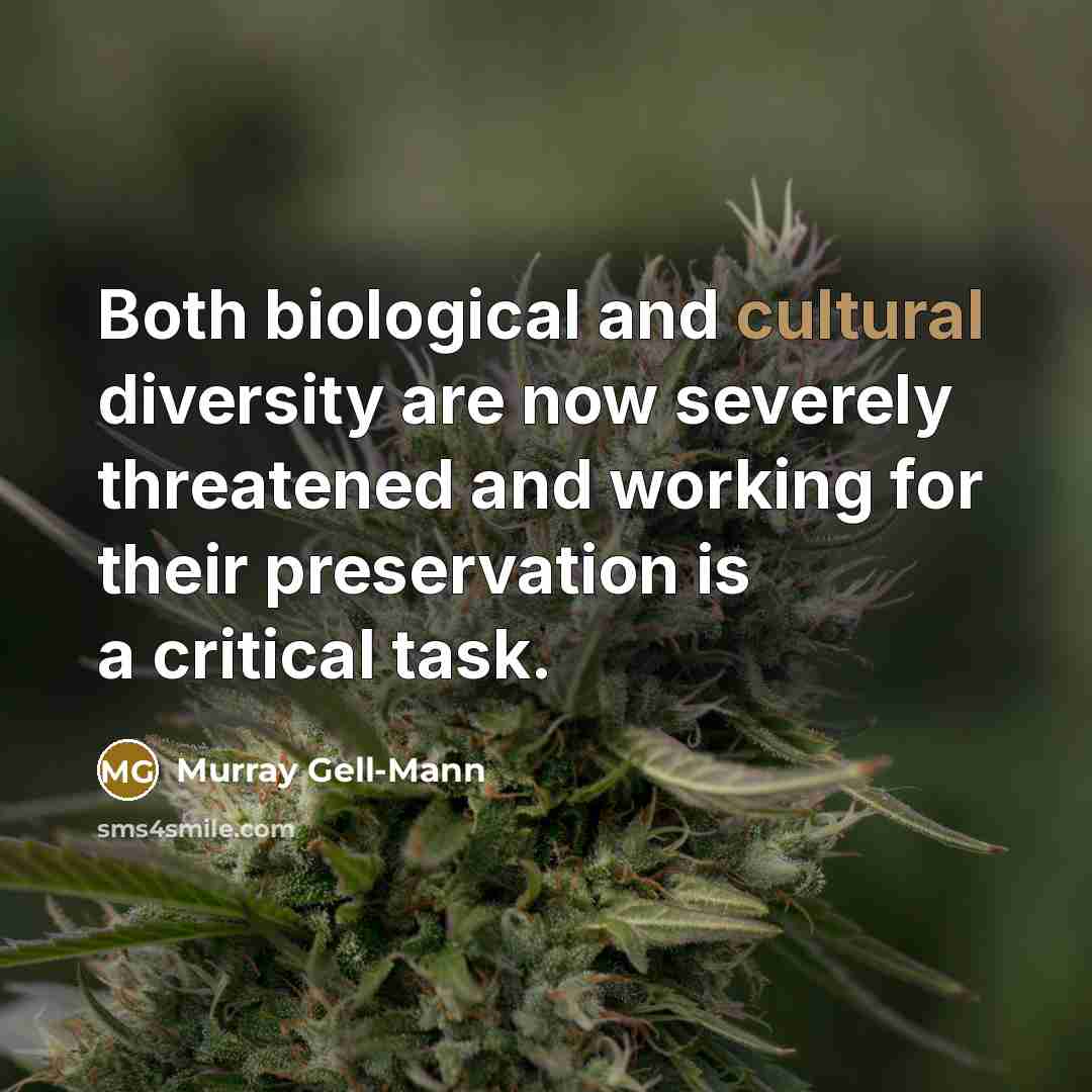 “Both biological and cultural diversity are now severely threatened and working for their preservation is a critical task.” quote by Murray Gell-Mann