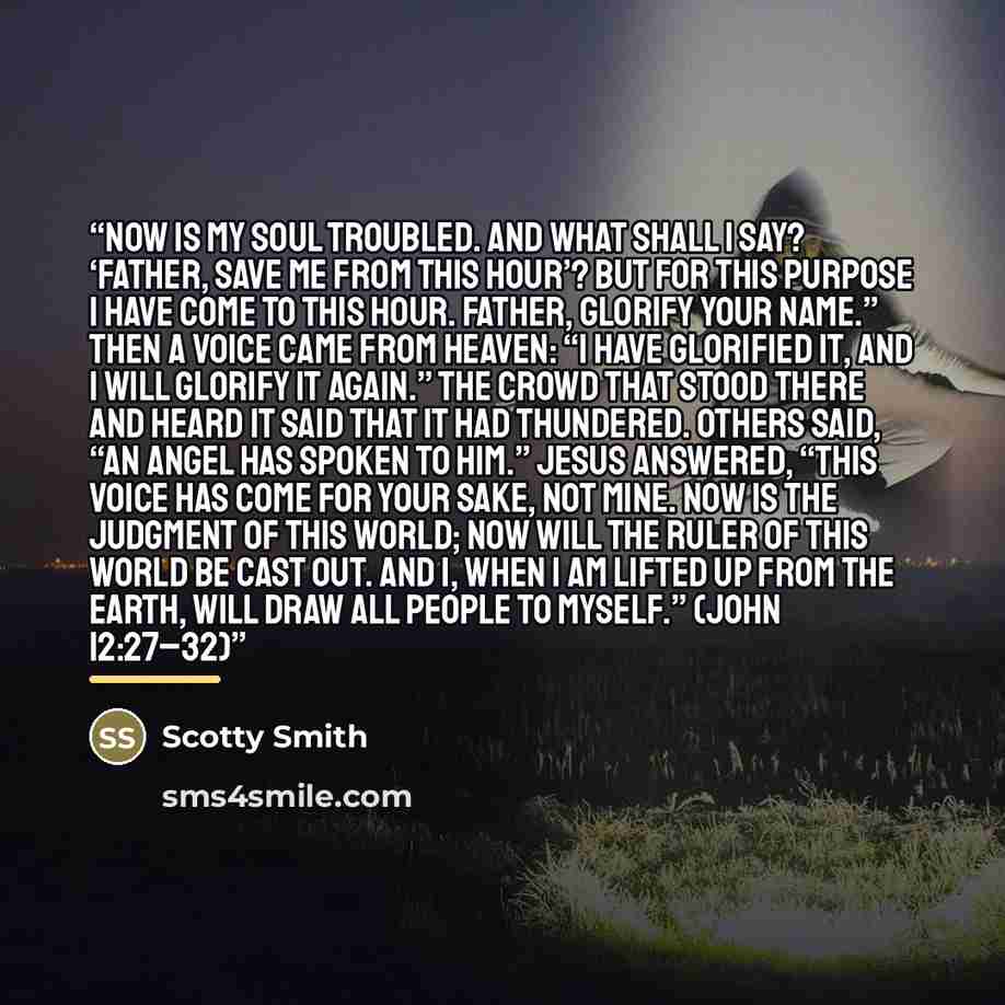 “Now is my soul troubled. And what shall I say? ‘Father, save me from this hour’? But for this purpose I have come to this hour. Father, glorify your name.” Then a voice came from heaven: “I have glorified it, and I will glorify it again.” The crowd that stood there and heard it said that it had…” quote by Scotty Smith