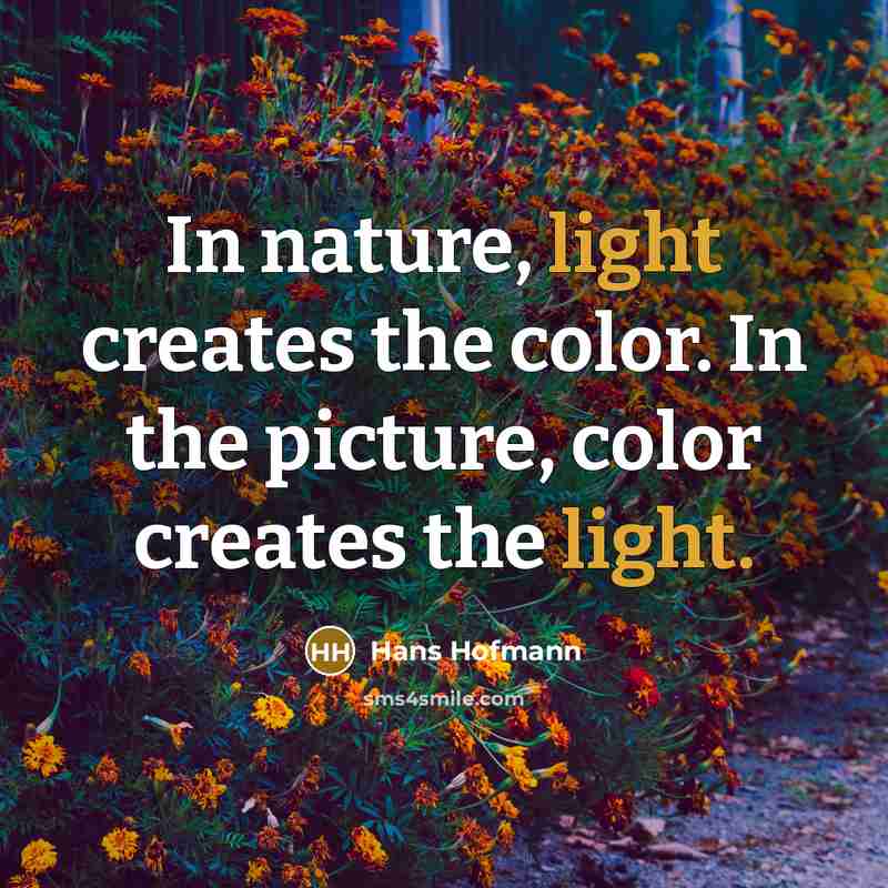 “In nature, light creates the color. In the picture, color creates the light.” quote by Hans Hofmann