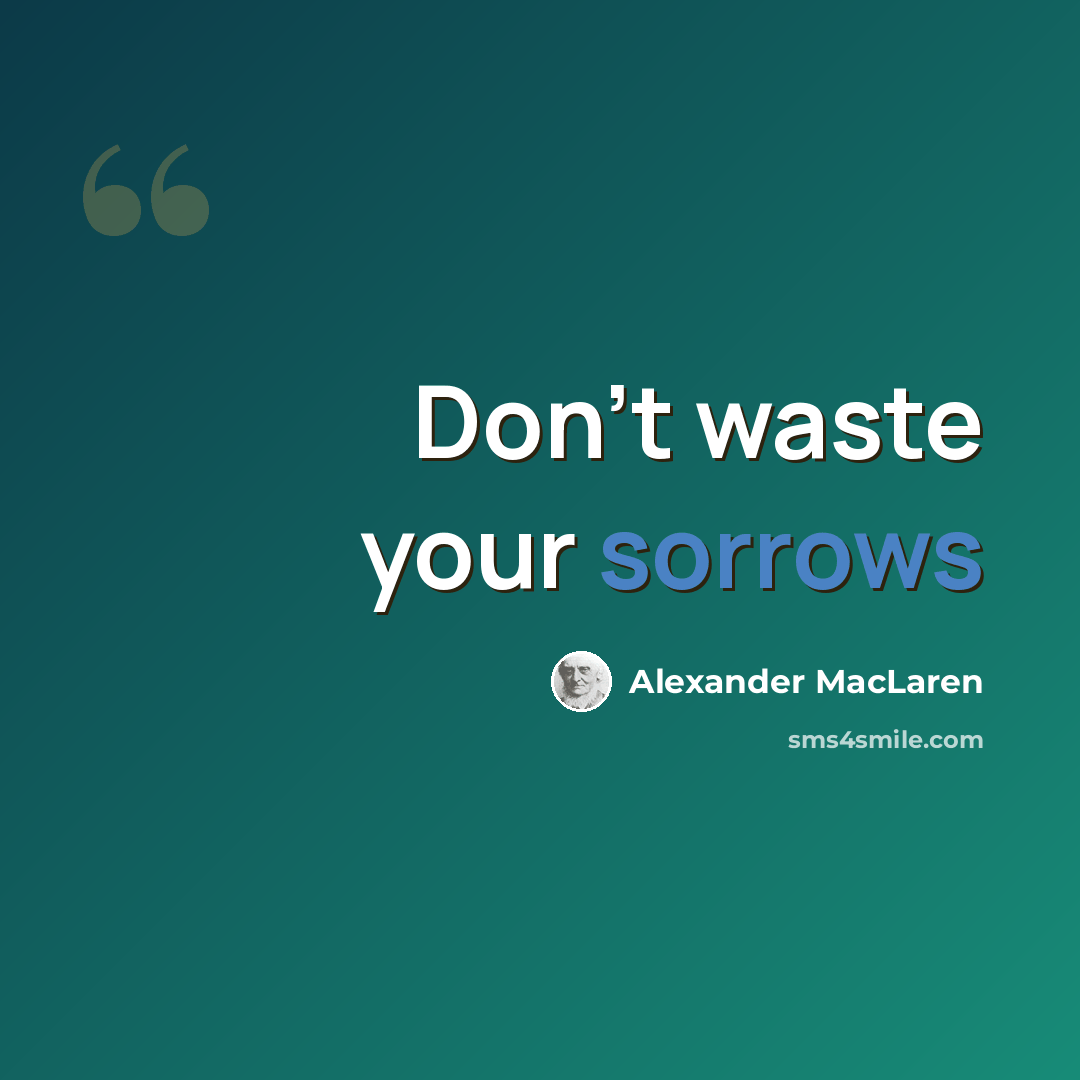 “Don't waste your sorrows” quote by Alexander MacLaren