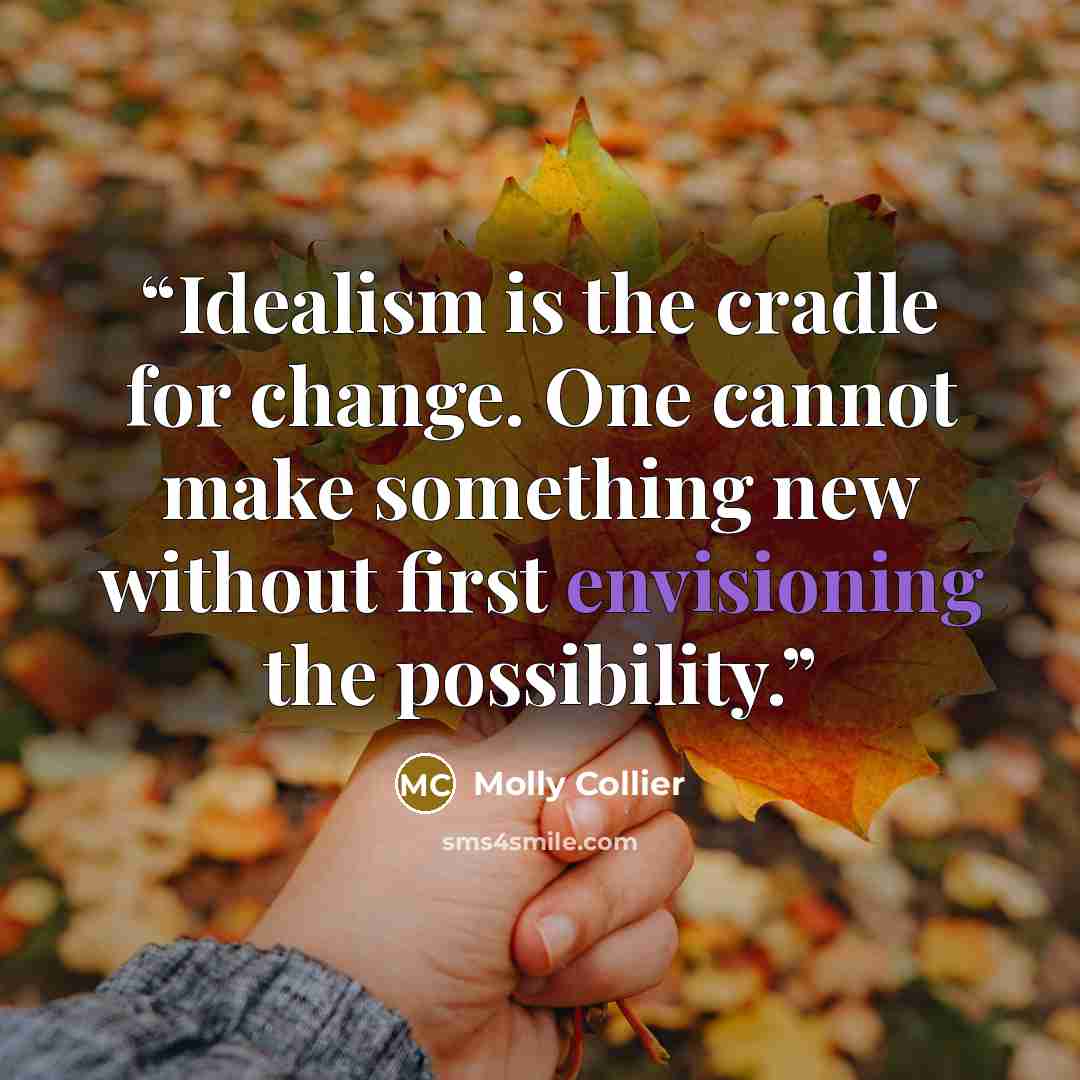 “Idealism is the cradle for change. One cannot make something new without first envisioning the possibility.” quote by Molly Collier