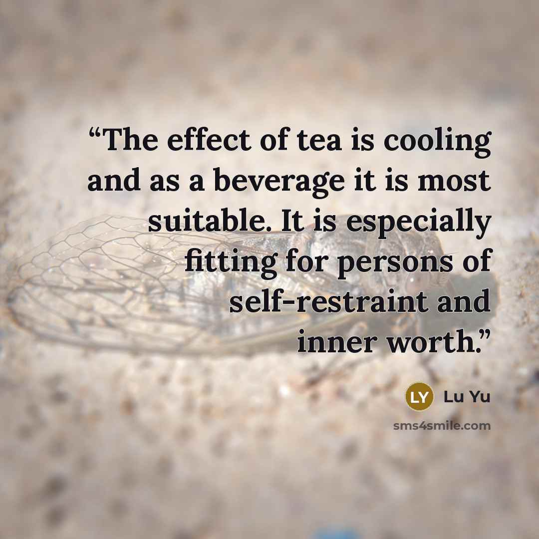 “The effect of tea is cooling and as a beverage it is most suitable. It is especially fitting for persons of self-restraint and inner worth.” quote by Lu Yu