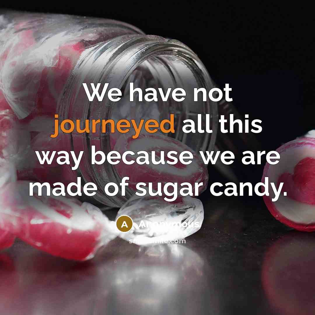 “We have not journeyed all this way because we are made of sugar candy.” quote by Anonymous
