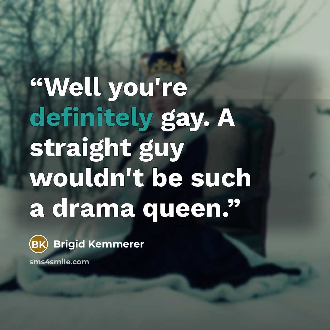 “Well you're definitely gay. A straight guy wouldn't be such a drama queen.” quote by Brigid Kemmerer