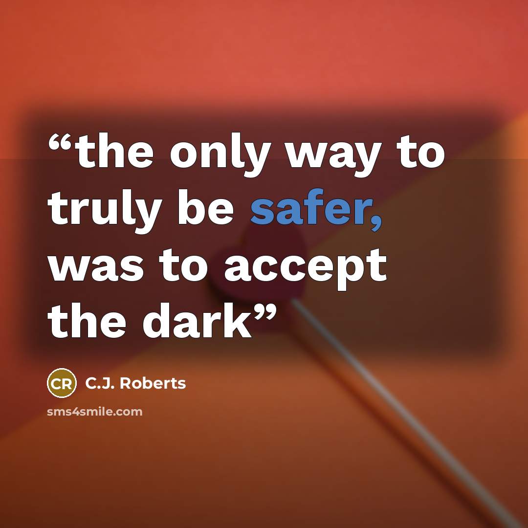 “the only way to truly be safer, was to accept the dark” quote by C.J. Roberts