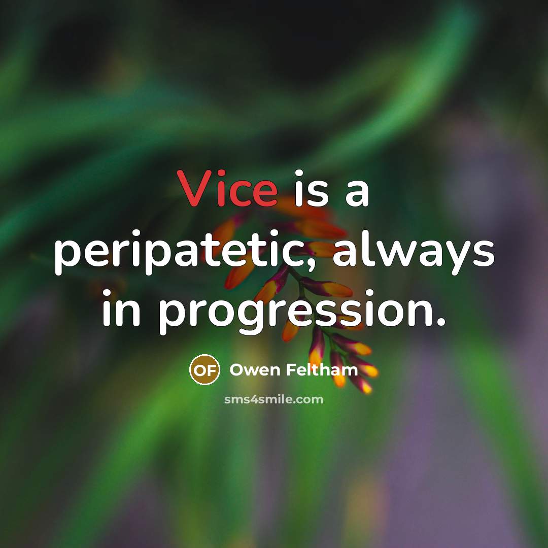“Vice is a peripatetic, always in progression.” quote by Owen Feltham
