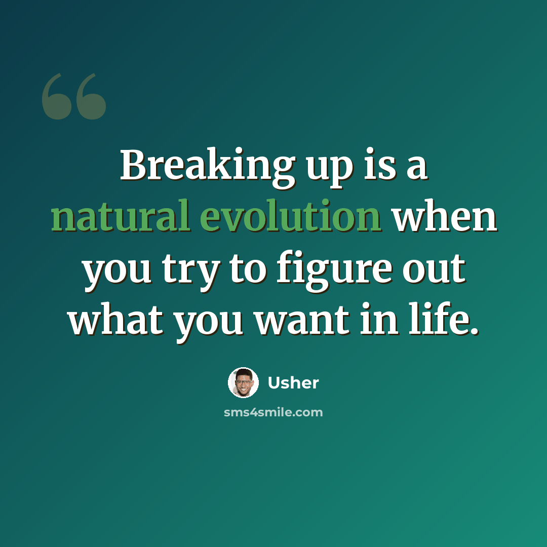 “Breaking up is a natural evolution when you try to figure out what you want in life.” quote by Usher