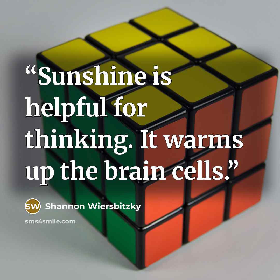 “Sunshine is helpful for thinking. It warms up the brain cells.” quote by Shannon Wiersbitzky