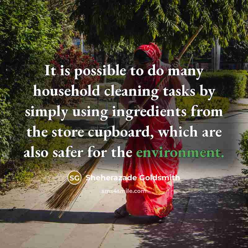 “It is possible to do many household cleaning tasks by simply using ingredients from the store cupboard, which are also safer for the environment.” quote by Sheherazade Goldsmith