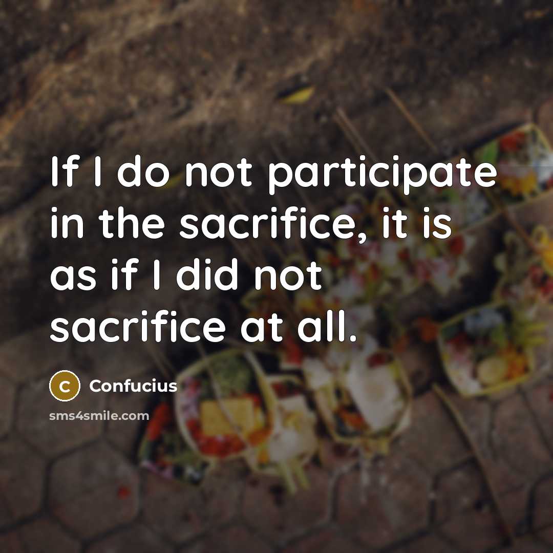 “If I do not participate in the sacrifice, it is as if I did not sacrifice at all.” quote by Confucius