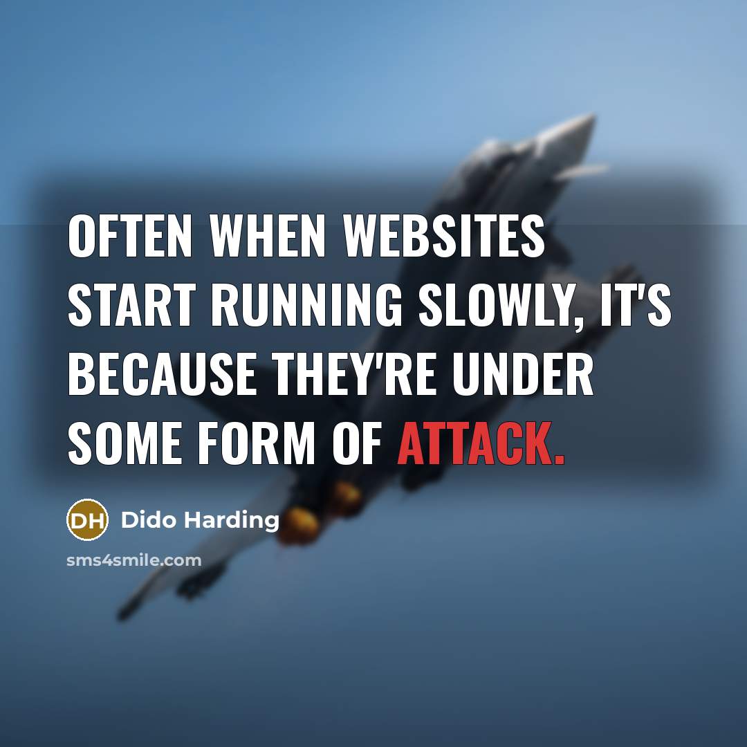 “Often when websites start running slowly, it's because they're under some form of attack.” quote by Dido Harding