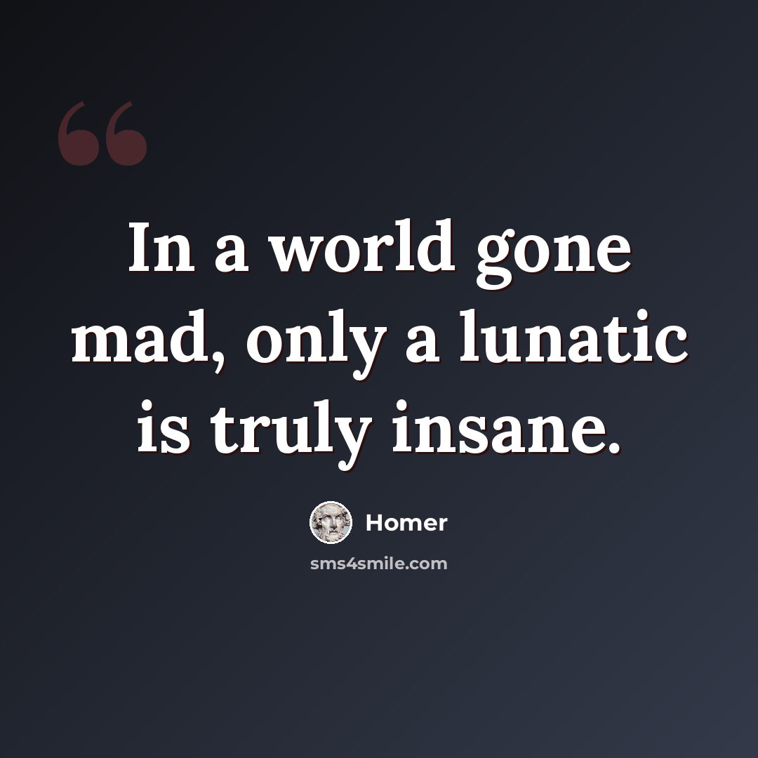 “In a world gone mad, only a lunatic is truly insane.” quote by Homer