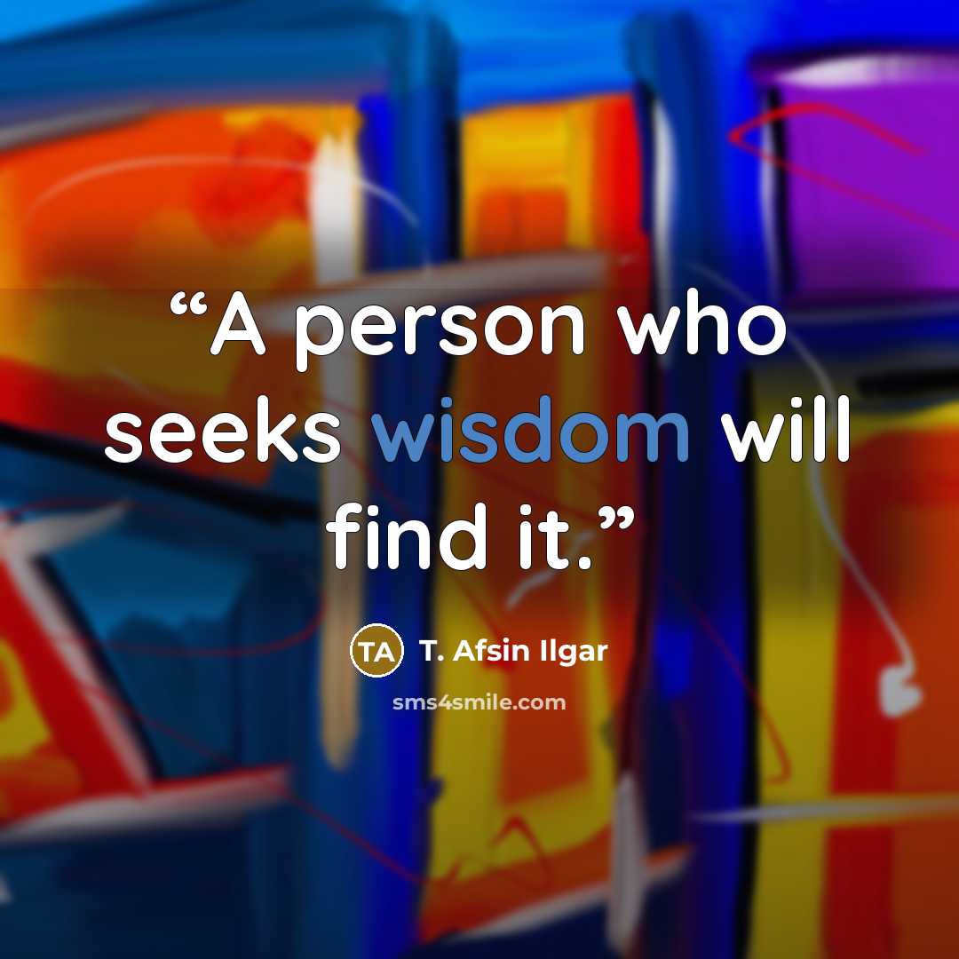 “A person who seeks wisdom will find it.” quote by T. Afsin Ilgar