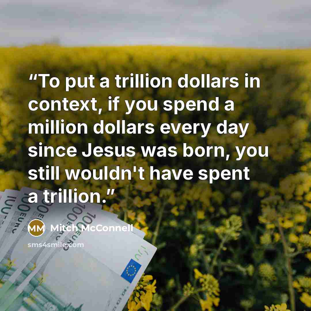 “To put a trillion dollars in context, if you spend a million dollars every day since Jesus was born, you still wouldn't have spent a trillion.” quote by Mitch McConnell