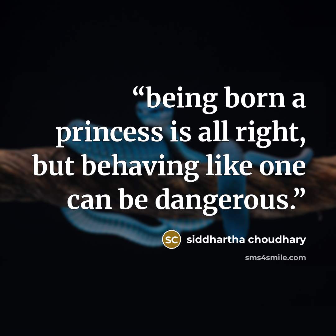 “being born a princess is all right, but behaving like one can be dangerous.” quote by siddhartha choudhary