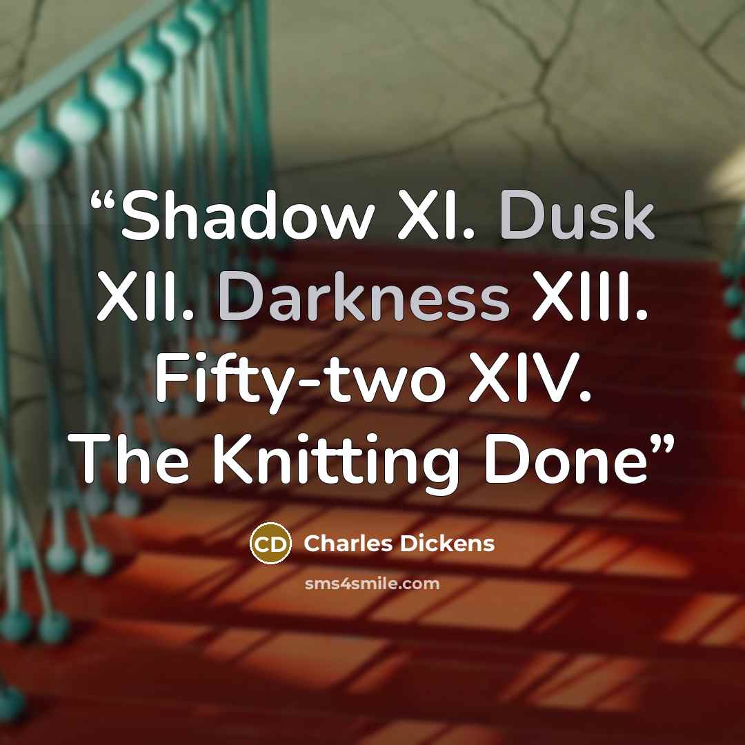 “Shadow XI. Dusk XII. Darkness XIII. Fifty-two XIV. The Knitting Done” quote by Charles Dickens