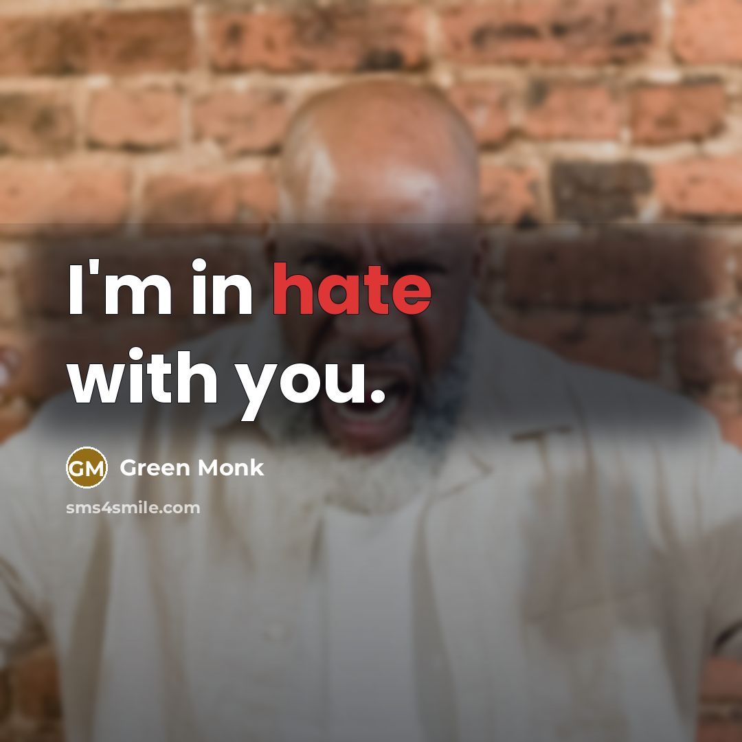 “I'm in hate with you.” quote by Green Monk