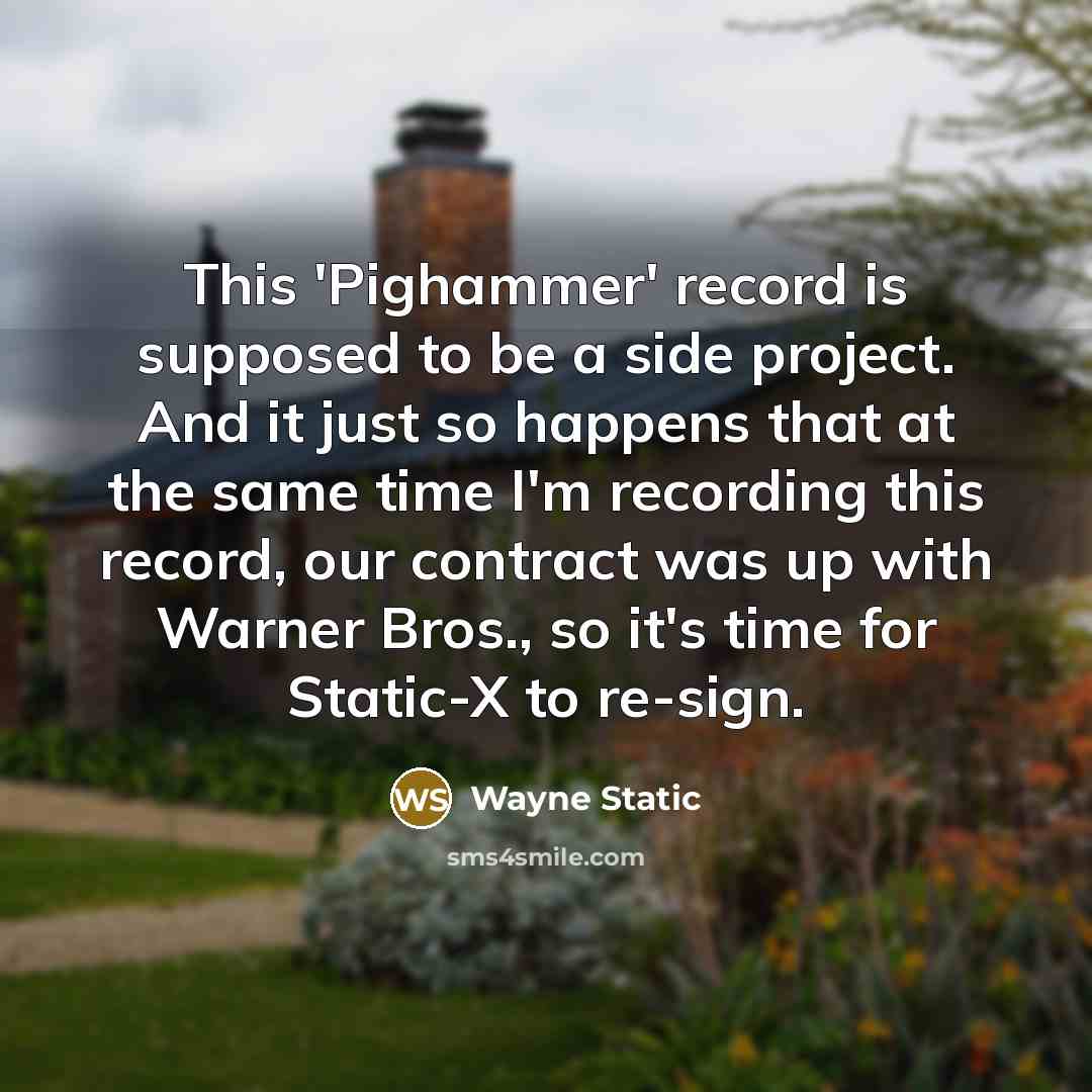 “This 'Pighammer' record is supposed to be a side project. And it just so happens that at the same time I'm recording this record, our contract was up with Warner Bros., so it's time for Static-X to re-sign.” quote by Wayne Static