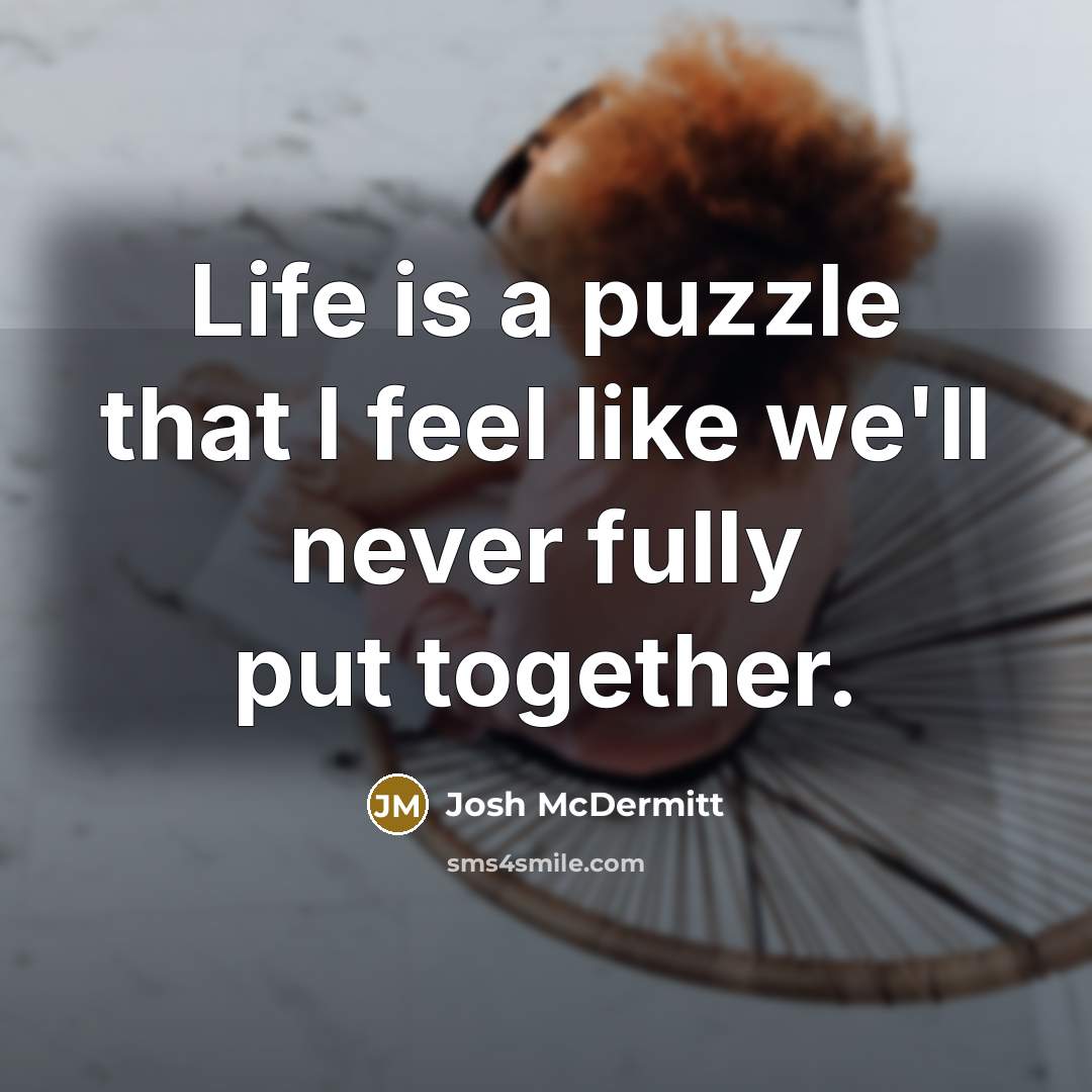 “Life is a puzzle that I feel like we'll never fully put together.” quote by Josh McDermitt
