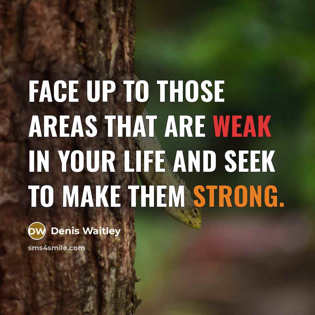 “Face up to those areas that are weak in your life and seek to make them strong.” quote by Denis Waitley