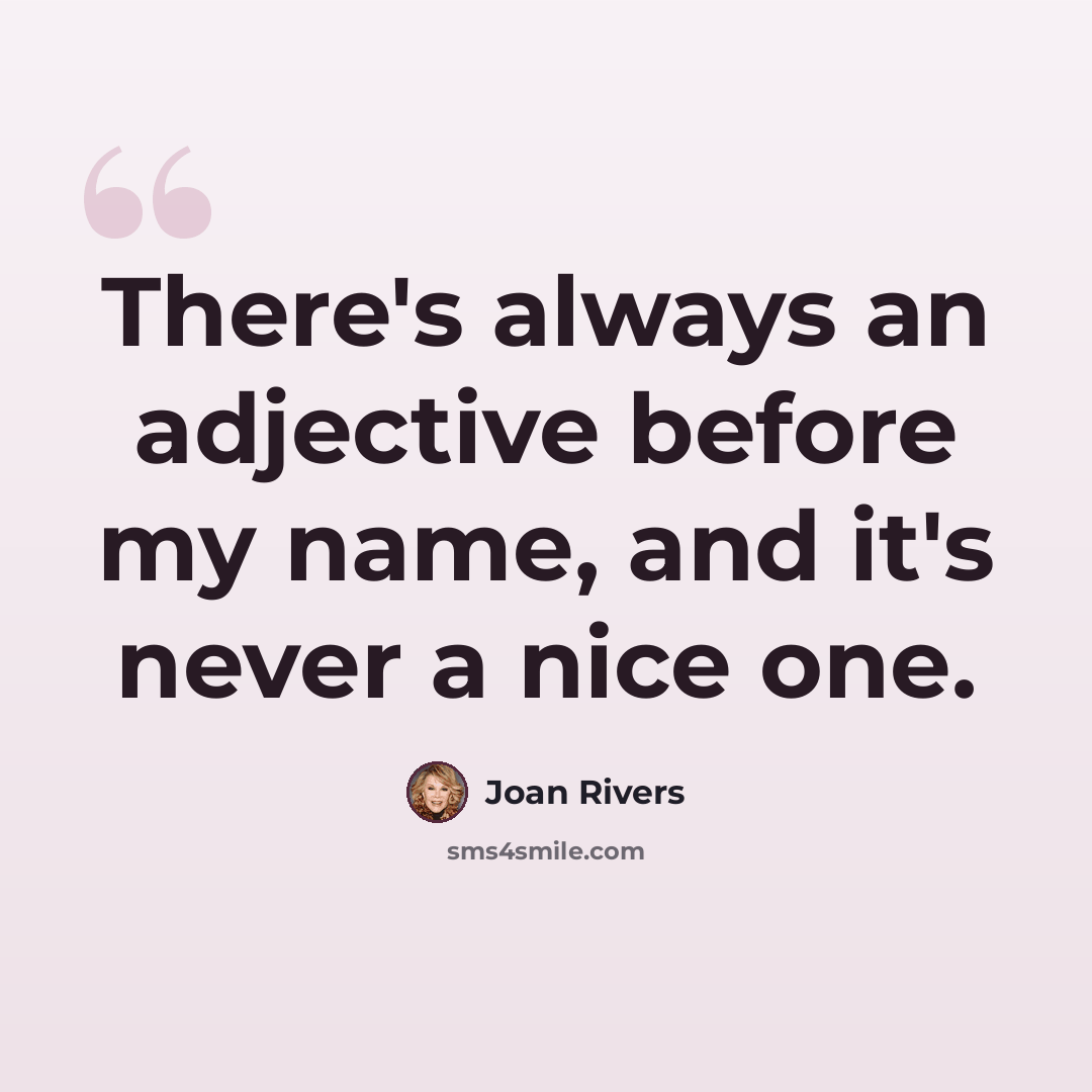 “There's always an adjective before my name, and it's never a nice one.” quote by Joan Rivers